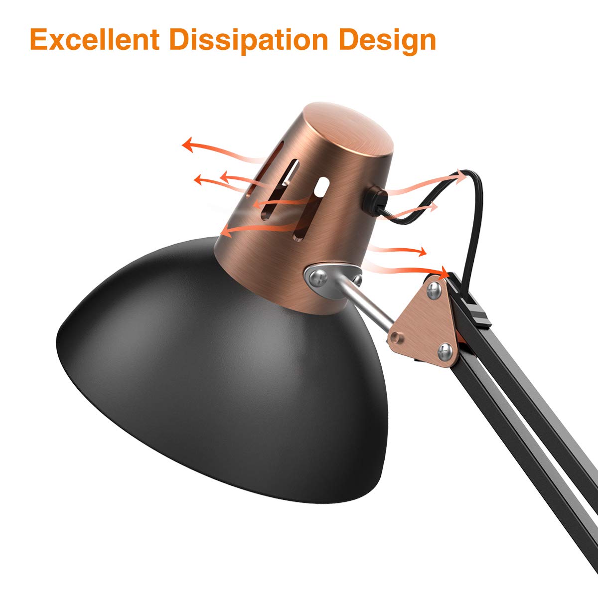 LEPOWER Floor Lamp, Metal Adjustable Reading Swing Arm Standing Lamp with Heavy Metal Base, Eye-Caring Reading/Pole Lamp with On/Off Switch for Living Room, Bedroom, Office Sand Black