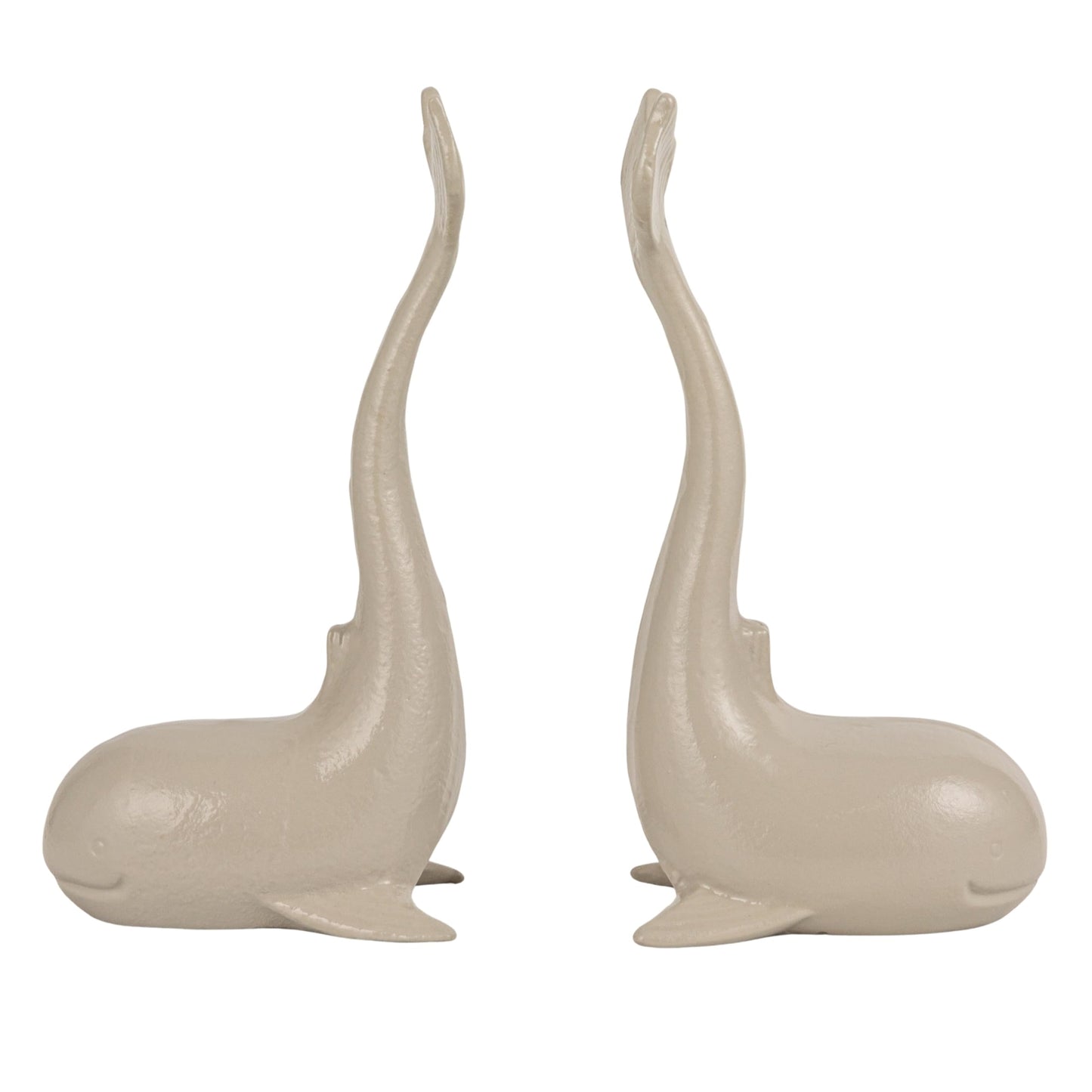 Creative Co-Op Whale-Shaped Cast Iron Bookends in Grey Finish