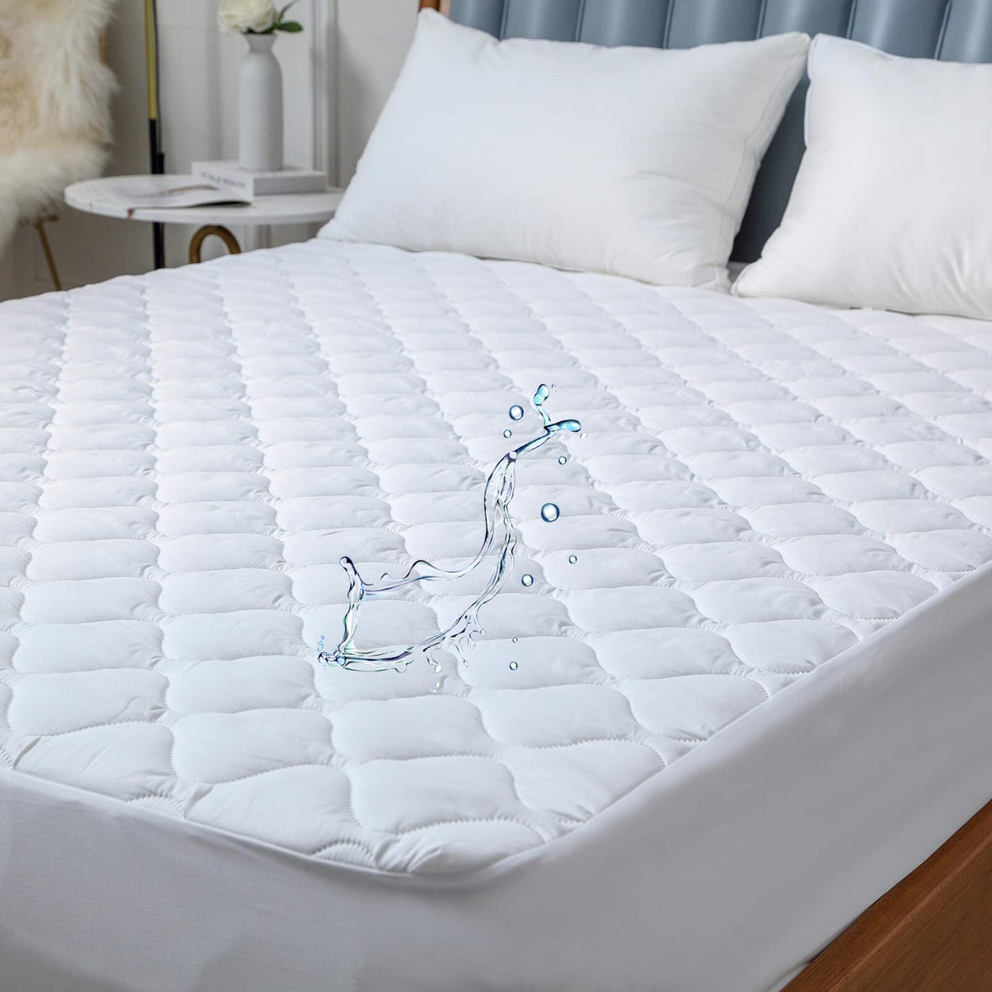 Waterproof Quilted California King Mattress Protector Pad Brushed Soft Surface Noiseless Padded Fitted Cover with Deep Pocket