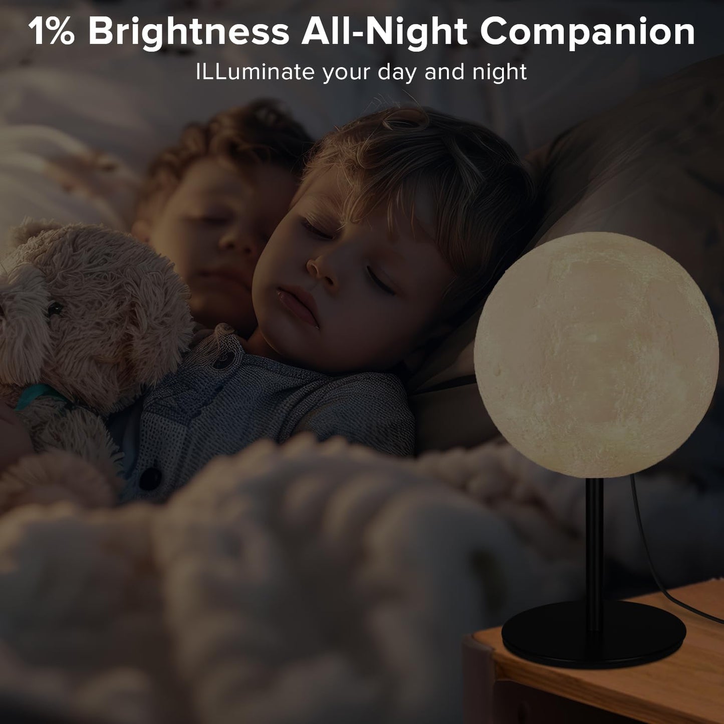 Moon Lamp Small Table Lamp for Bedroom, Dimmable Bedside Table Lamp with 30 Modes, Night Light Bedside Lamps for Night Stands, Desk Lamp for Living Room, Office, Dorm, Birthday Gifts for Kids Teens