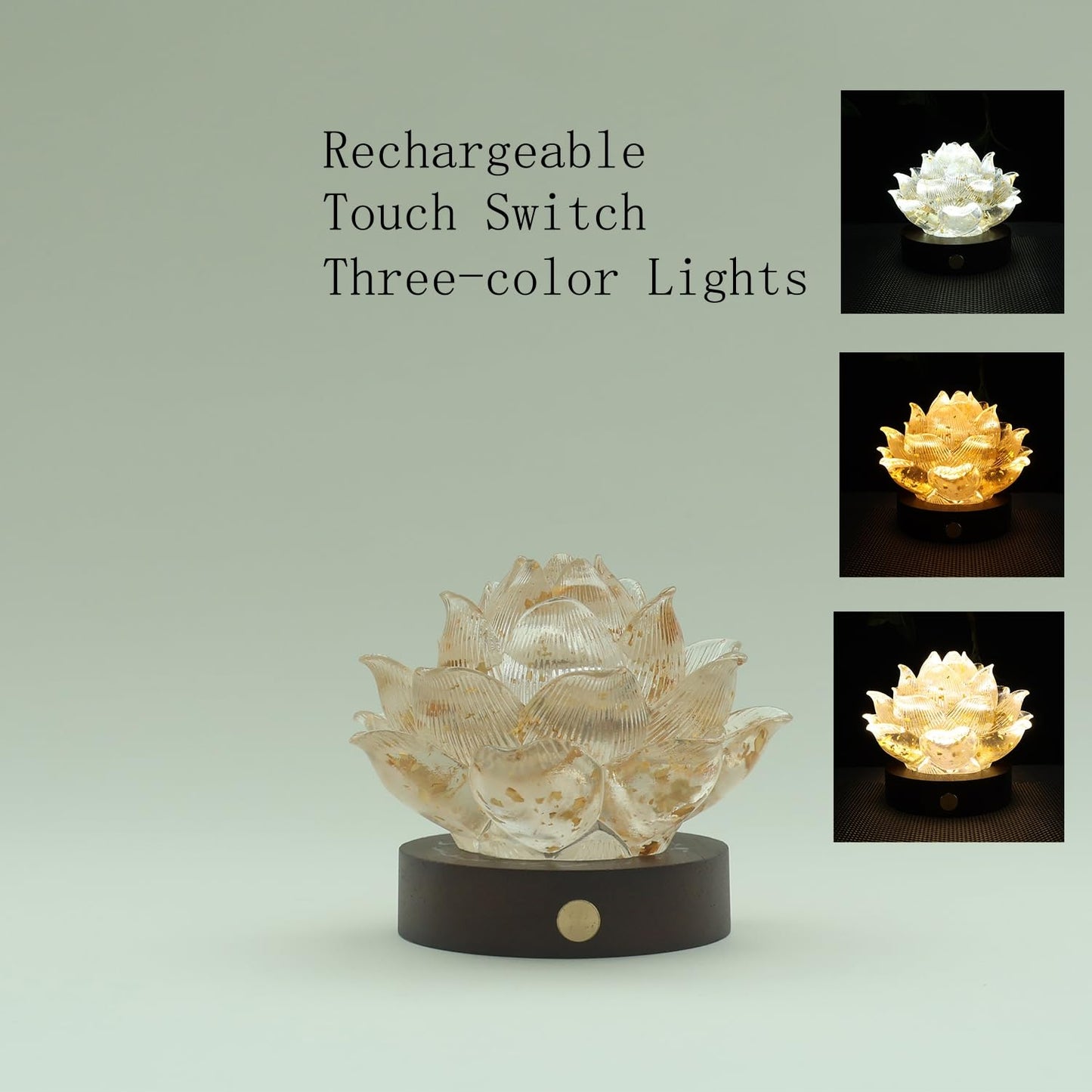 YeseeYe Lotus Statue with Light - Lotus Lamp Nightlight Tabletop Home Decoration Figurine for Living Room Office Shelves Coffee Table Desk Decor Sculpture