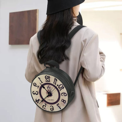 Sannovo Halloween Women's Clock Print Round Clock Purse Women's Shoulder Handbags with Zippered Soft Durable Crossbody Bag for Outdoor, Gift for Mom