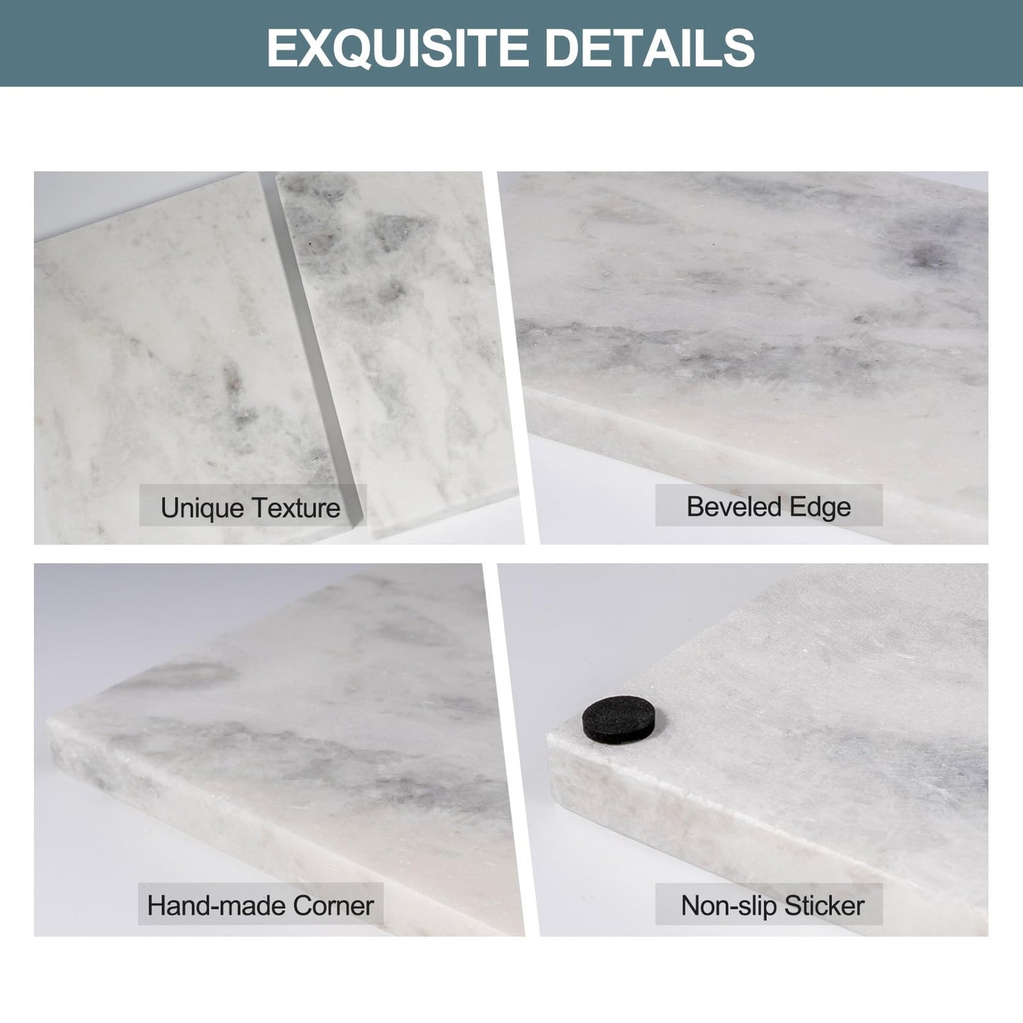 BCS Natural Marble Cutting Boards for Kitchen - 12" x 8" Multi-Purpose Pastry Marble Tray Cheese Board Marble Slab for Counter, Bathroom Perfume Tray Jewelry Candle Plate (Namib Fantasy)