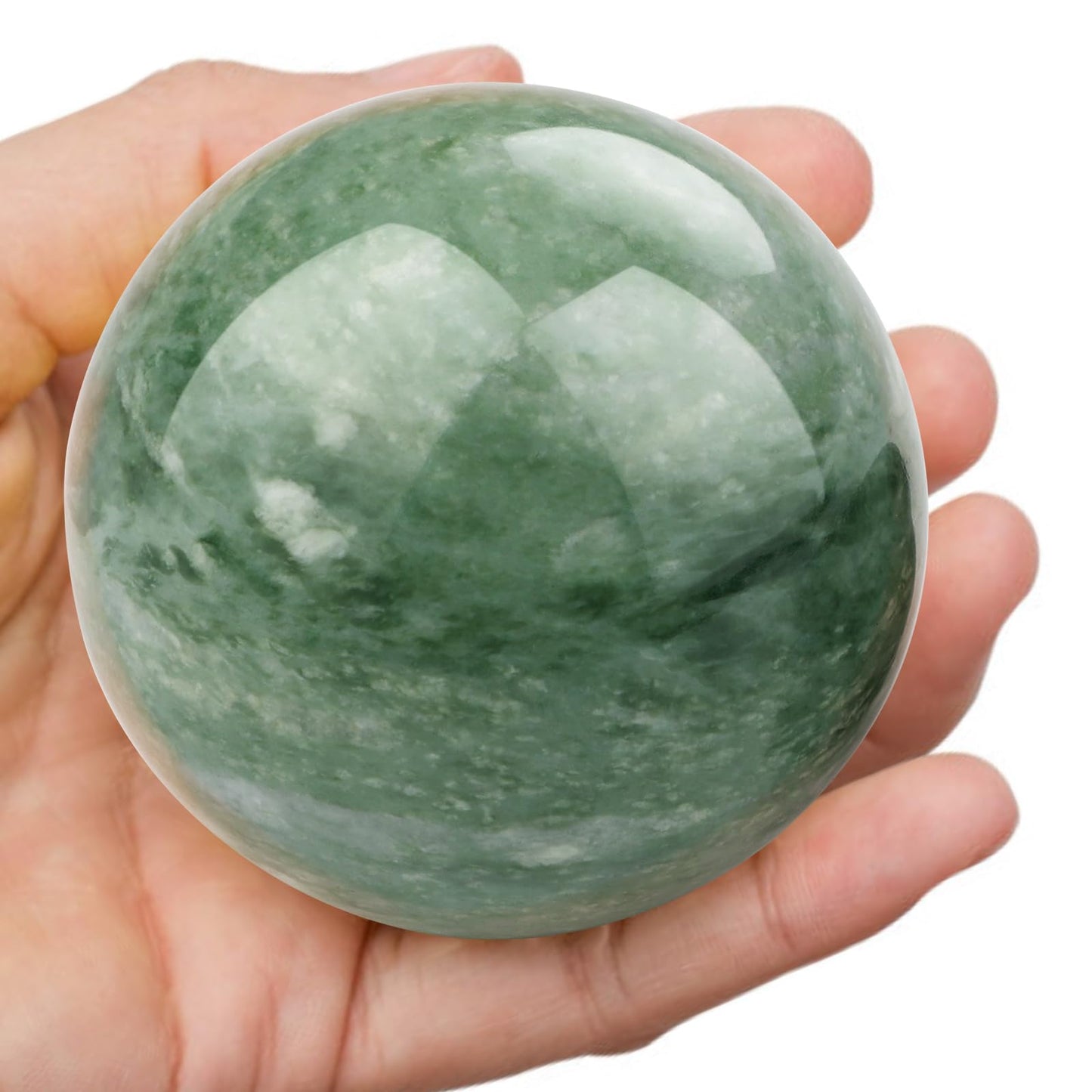 gemshan 2" Natural Jade Crystal Ball Set - Meditation Sphere, Feng Shui Decor, Collection & Home Ornament (2Pcs)