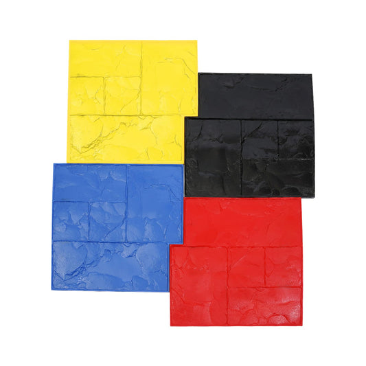 LNUJIUN 4 Pieces Concrete Stamps Mats Set 24"x24" Concrete Texturing Skin with Handles 0.7" Thickness Stone Texture Cement Stamps for Walls/Floors (4 Colors)
