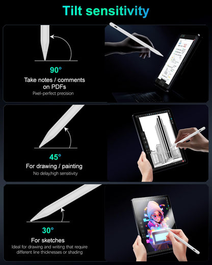 Variglas Pencil for iPad - 2018-2025 15 Minutes Fast Charging, Palm Rejection,Tilt Sensitivity, Stylus Pen Compatible with iPad Pro 11"/12.9"/13", 11/10/9/8/7/6th Gen, Air 3-6, Mini 5/6