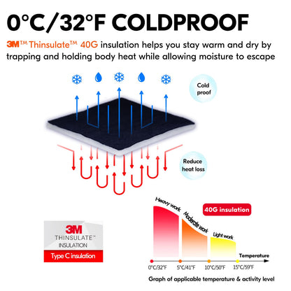 Vgo... Winter Work Gloves Gardening in Cowhide, Thermal Gardening Gloves in leather in Cold Weather for Freezer Yard Warehouse Utility, 1 pair