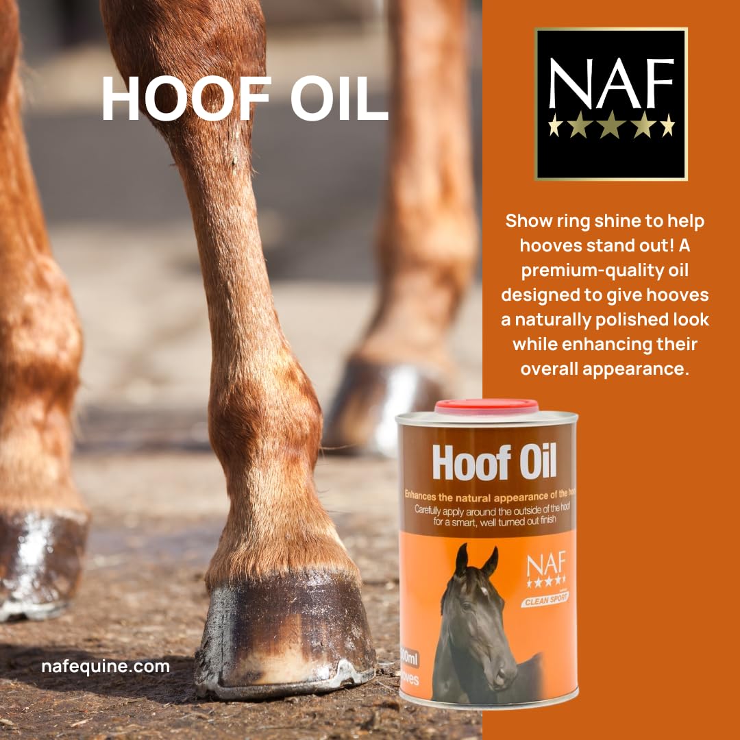 NAF Hoof Oil 500ml – Traditional Gloss Finish for Horse Hooves – Enhances Appearance & Maintains Hoof Health – Ideal for Daily Use & Show Preparation