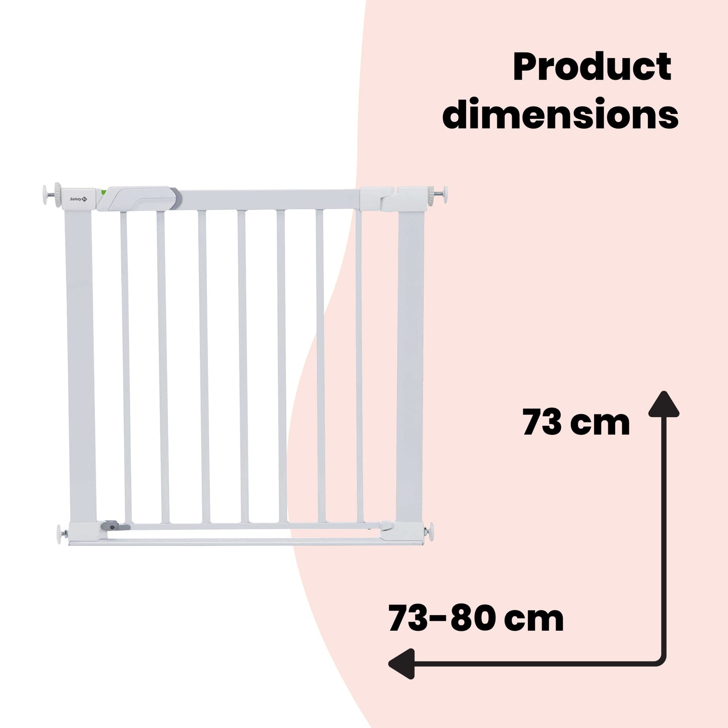 Safety 1st Flat Step Gate, Baby Stair Gate Pressure Fit, 73-80cm (max. 101cm), Ultra Flat Step-over Bar, "Keep Open" Baby Safety Gate, One-Hand Opening, No-Screw Installation (No Drilling), White