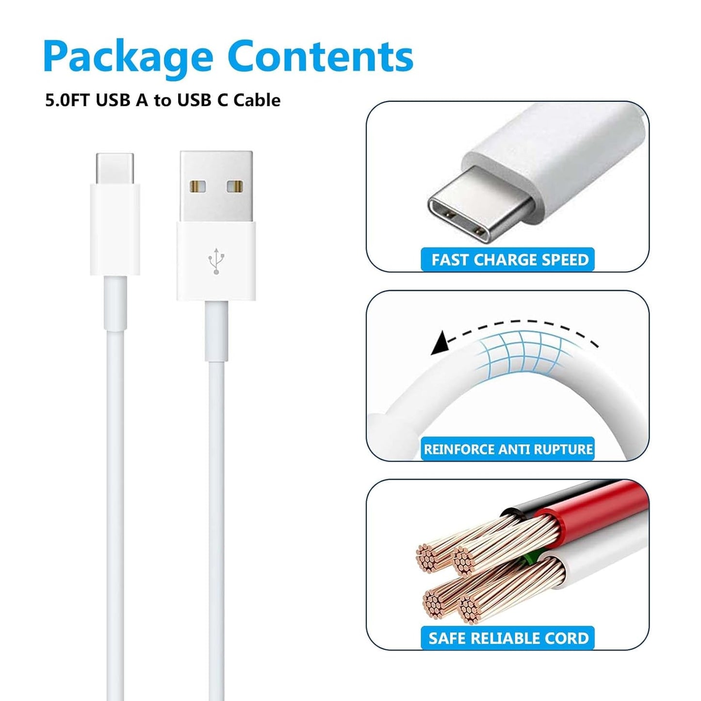 Carplay Cable Cord Compatible with iPhone 16 17 USB A to USB C Cable for 17 Air/17 16 15 Pro Max ，Plus, Pro 12.9/11, 10th Gen, Air 5th/ 4th,Mini 6th Charger Car Charging Cable White