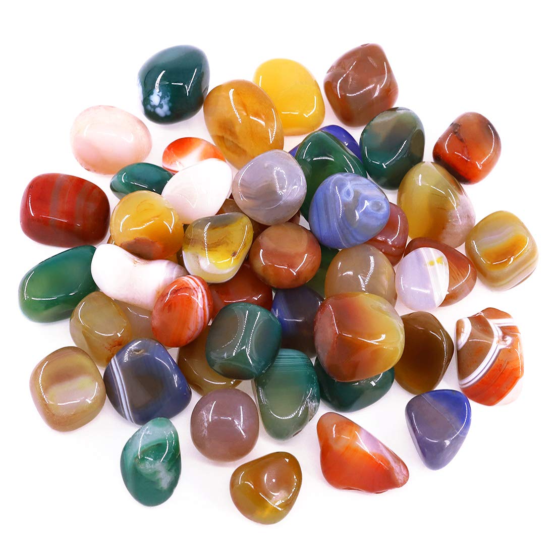 Hilitchi Mixed Agate Stone Tumbled Stones for Plants Cacti & Succulents Bedding, Vase Filler, Landscape Bottom Decoration (About 1lb(455g)/Bag)
