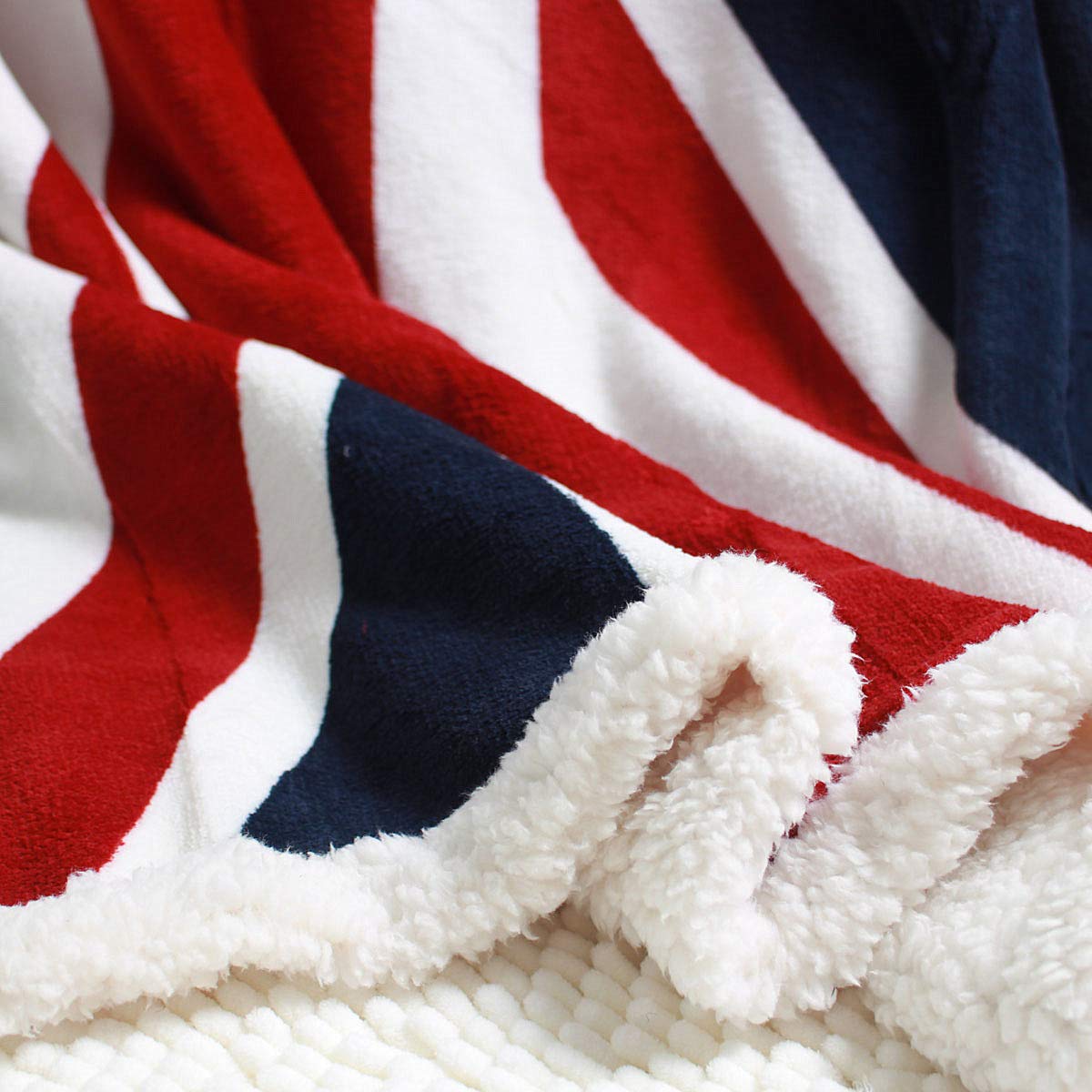 UKELER Sherpa Throw 50'' x 60'' American Flag Fleece Blanket Super Soft Reversible Ultra Plush Blanket for Kids, Toddler, Infant