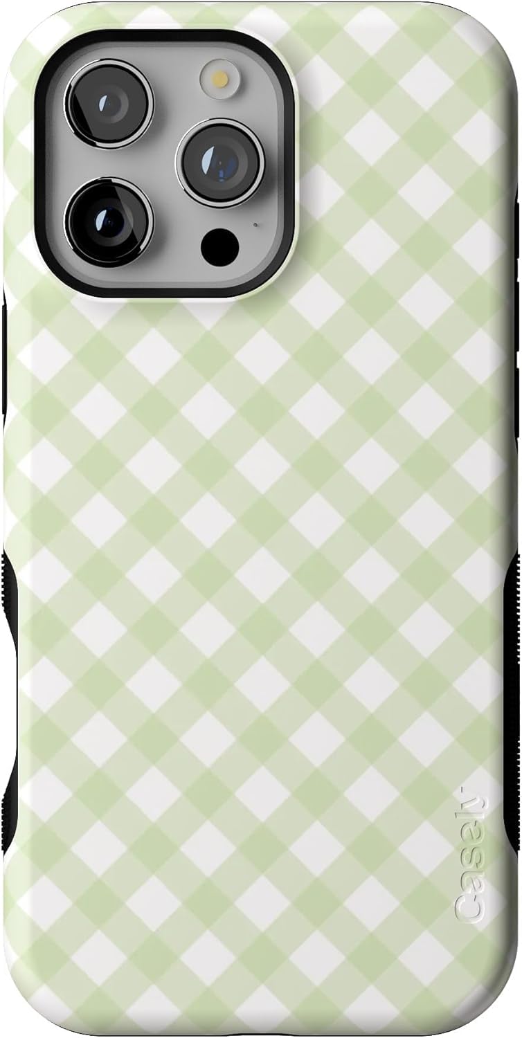 Casely iPhone 16 Pro Case | Fit Check | Neutral Checkerboard | Compatible with MagSafe | Bold Protective Design