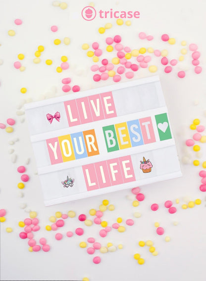 Pink Cinema Light Box with 312 Letters, Emojis & 3 Markers - Led Light Box Sign for Home & Pink Room Decor - Premium Light Up Letter Board - Best Gift Idea for Women & Girls on Christmas or Birthdays