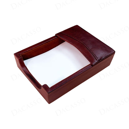 Dacasso Mocha Leather 10-Piece Desk Accessory Set - Organization Essentials & Executive Decor - Luxury Leather Blotter for Office Organization