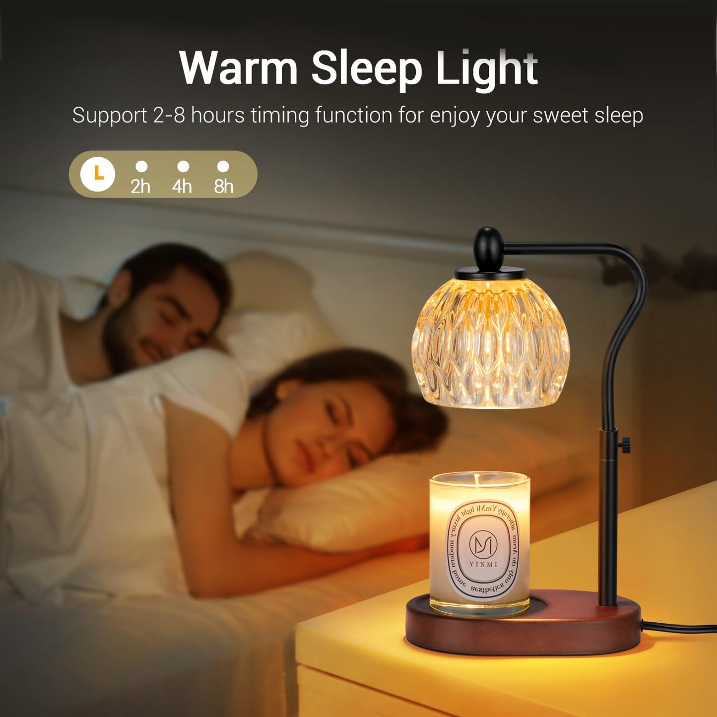 NVRGIUP Candle Lamp with Timer & Dimmer - Height Adjustable for Scented Candles, with 2 * 50W Bulbs - Home Decor Gift for Mothers Day (Black)