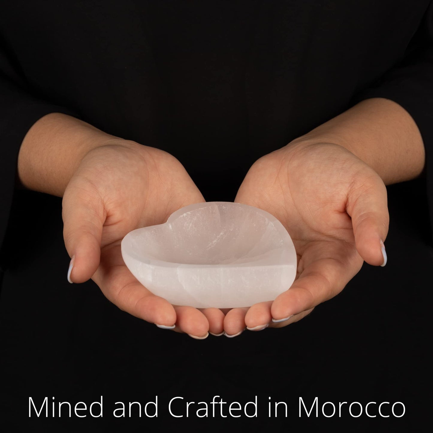 Wish Well Heart Selenite Bowl for Crystals Charging – 4" Selenite Crystal Bowl – Mined and Crafted in Morocco – Ideal for Cleansing and Recharging Crystals and Healing Stones, Meditation, and Decor