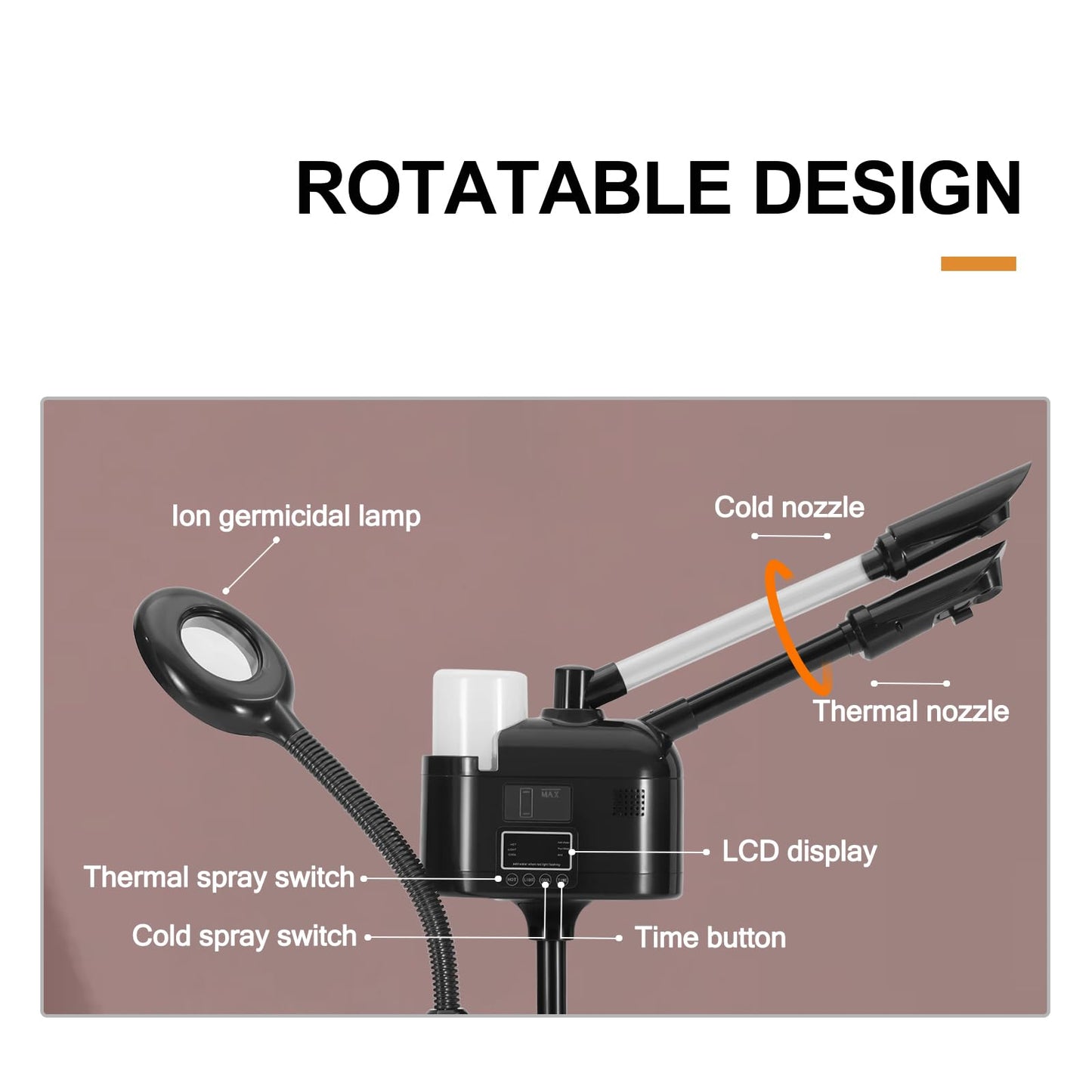 Professional 3 in 1 Facial Steamer Upgrade Esthetician Steamer with hot & Cold Nozzle 5X LED Magnifying Lamp Beauty Salon Spa