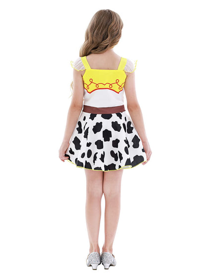 AmzBarley Little Girls Princess Dress up Cowgirl Costume Outfit Birthday Party Halloween Cosplay Role Play Kids Holiday Dress Christmas Fancy Clothes Size 4T(3-4Years)