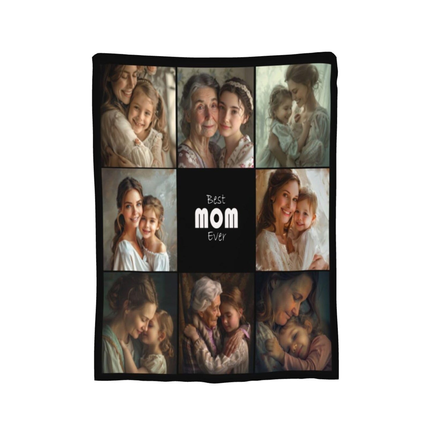Ouqiuwa Best Mom Ever Custom Blankets Personalized Blanket with Photo Text Customized Picture Throw Blanket for Mother's Day Birthday Mom Grandma Women 50"x40"
