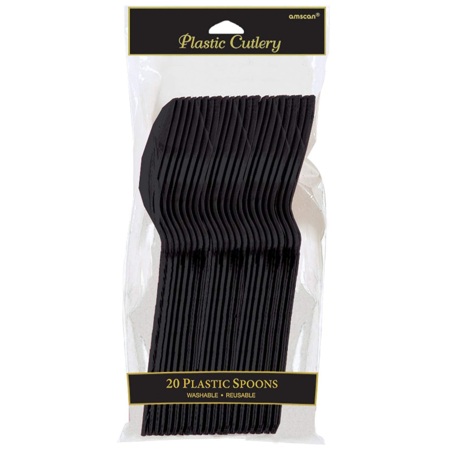 Vibrant Jet Black Plastic Spoons - Eco-Friendly, Durable & Eye-catching, Perfect For Parties & Events