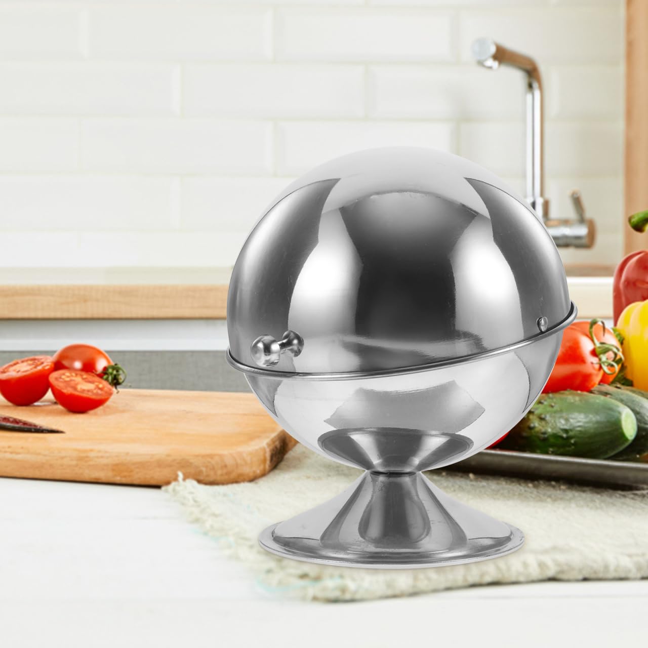 Yardwe Stainless Steel Sugar Bowl with Roll Top Lid Household Condiment Jar for Sugar Storage and Kitchen Salt Canister 6.69X5.11X5.11 Inches