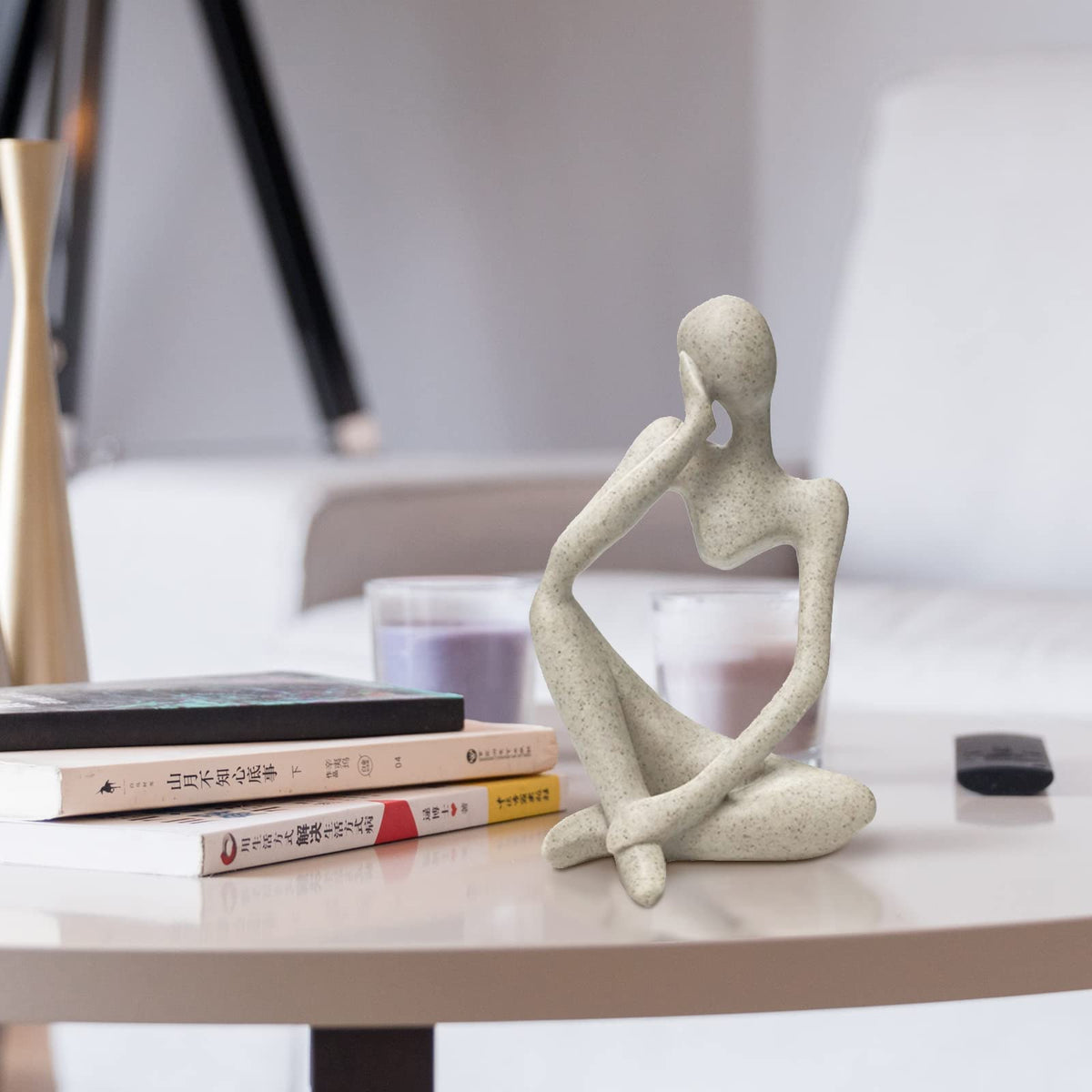 prosfalt Sandstone Resin Thinker Style Abstract Sculpture Statue Collectible Figurines Home Office Bookshelf Desktop Decor(Sandstone - Left Reverie)
