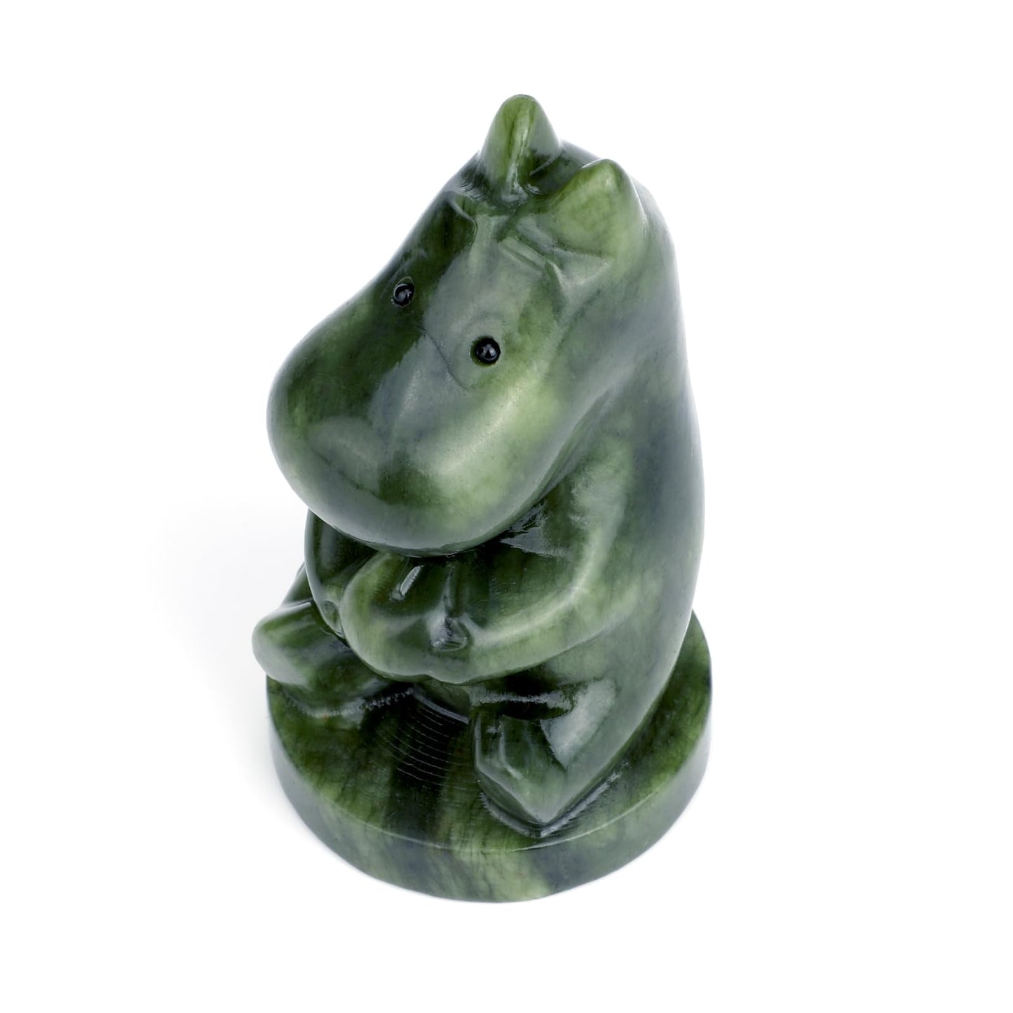 gemshan Hippo Statue, Natural Green Jade Sculpture, Hippopotamus Animal Figurine, Home, Office Desk, Entryway Table Decor