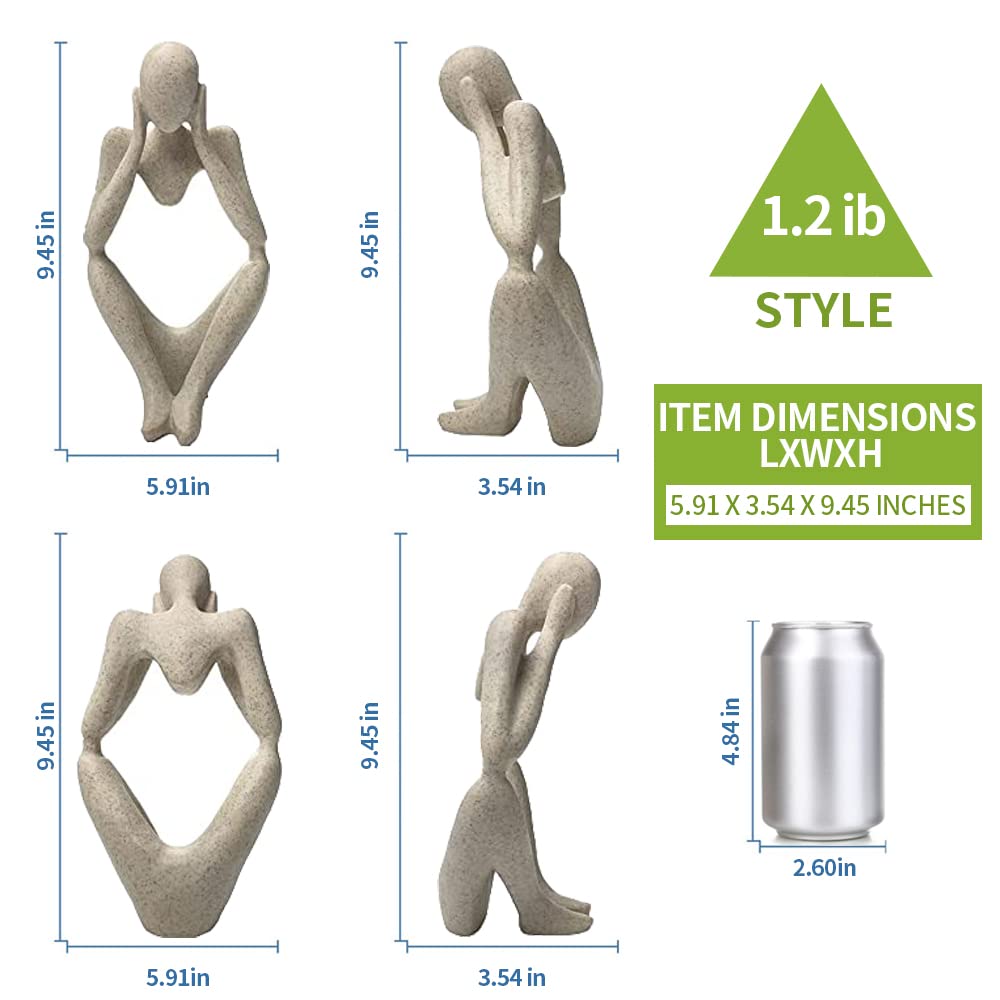 prosfalt Sandstone Resin Thinker Style Abstract Sculpture Statue Collectible Figurines Home Office Bookshelf Desktop Decor(Sandstone - think Deeply)