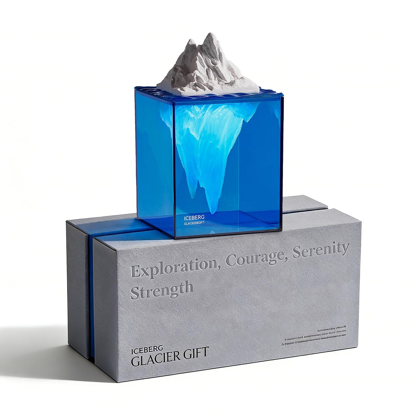 Calming Iceberg Essential Oil Stone Diffuser & Mood Lamp, Silent Flameless Aromatherapy Night Light, Minimalist Zen Decor for Stress Relief, Mindfulness & Meditation Gift (Glacier Blue)