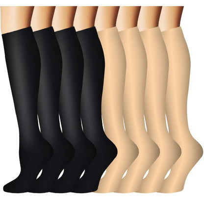 Compression Socks for Women & Men 8 Pairs 20-30 mmHg is Best Graduated Athletic, Running, Flight,Travel,Nurses (B-Multicoloured 03, Large-X-Large)
