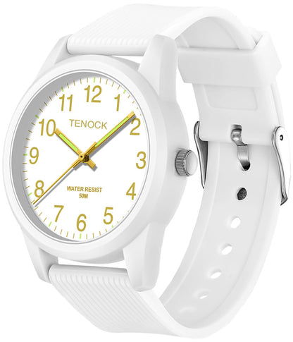 TENOCK Kids Analog Watches for Girls Boys Kids Watches with Soft Band Learning Time 50M Waterproof Children Watch Easy to Read for Ages 3-10 Children Great Birthday Gifts (White)
