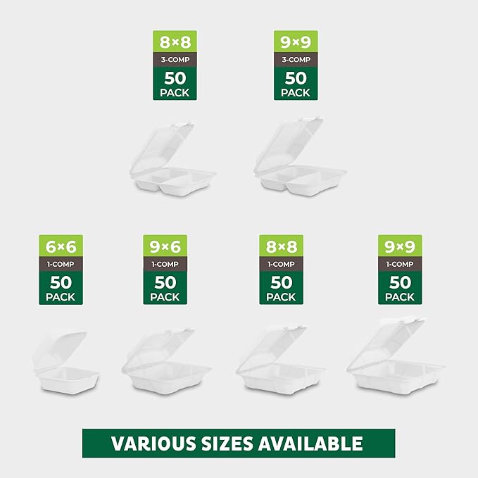 Freshware Compostable Clamshell Food Containers