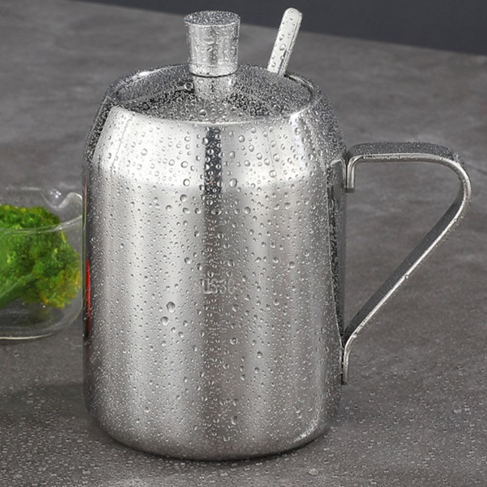 zaoalife Sugar bowl,Salt bowl,Stainless Steel Sugar Bowl with Lid and Spoon, Spice Jar Pepper Salt Pot Condiment Pot,Kitchen Seasoning Container,Small Condiment Container for Home and Kitchen