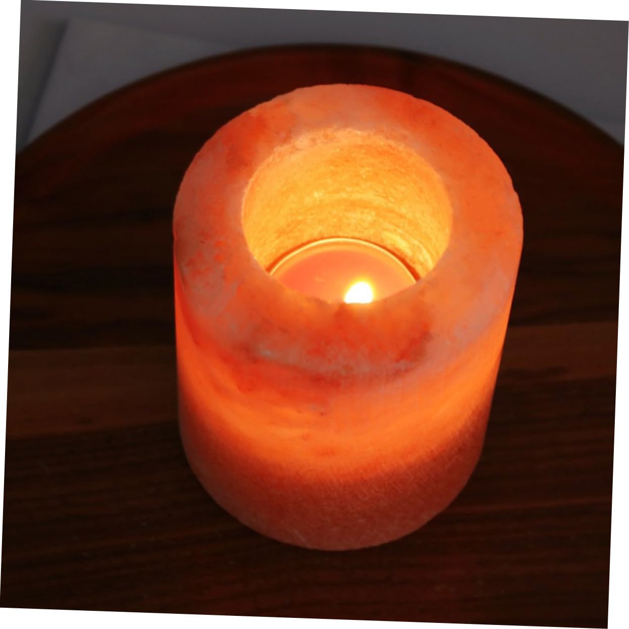 ULTECHNOVO Himalayan Crystal Salt Candle Holder Adjustable Meditation Centerpiece for Yoga 3-inch Natural Pink Rock Decorative Table Stand for Home Decor and Spiritual Practices