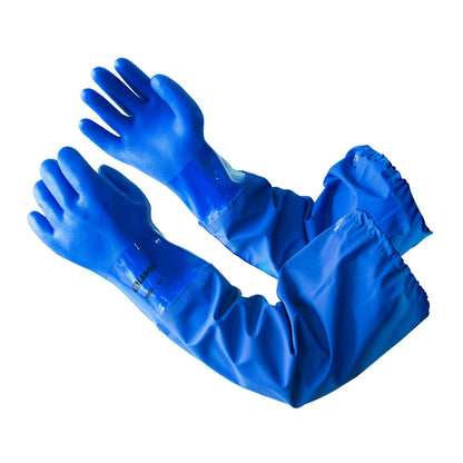 LANON PVC Coated Chemical Resistant Gloves, Reusable Heavy Duty Safety Work Gloves, Acid, Alkali & Oil Protection, 26" Elbow Length, X-Large
