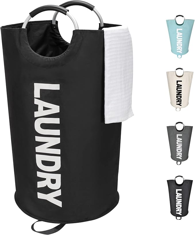 90L Large Laundry Basket, Freestanding Tall Clothes Hamper, Collapsible Laundry