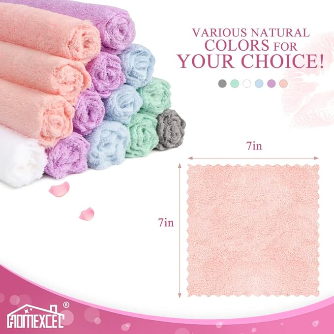 HOMEXCEL Premium Makeup Remover Cloth 24 Pack, Reusable Super Soft 7 x 7 Inch