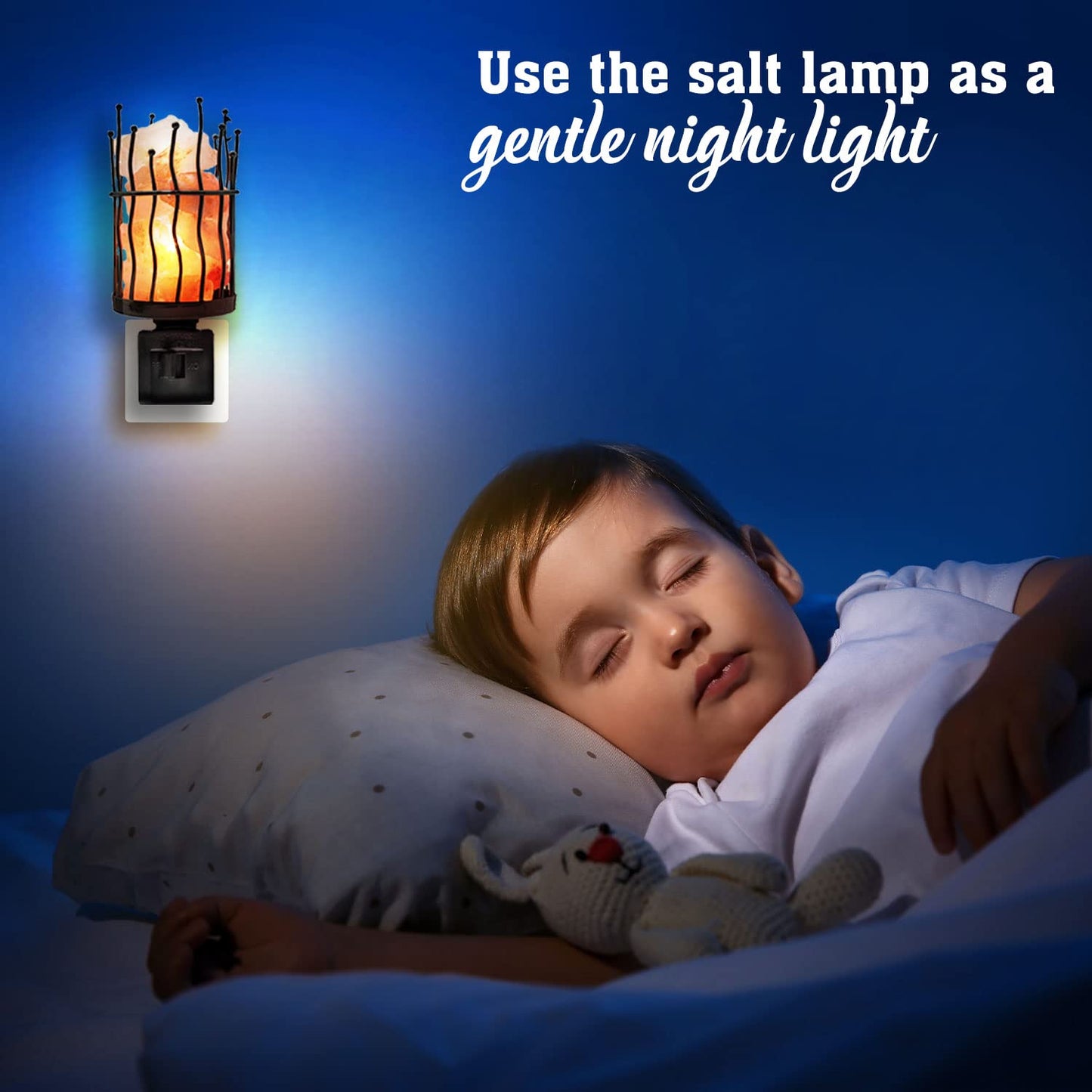 Himalayan Glow Lattice Style Basket Salt Lamp Night Light with Pink Salt Chunks | 360 Degree Rotatable Wall Plug, Ideal Gift for Home Décor (Pack of 2)