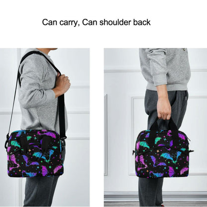 MNSRUU Insulated Lunch Bag Halloween Luminous Bats Women Lunch Tote Men Lunch Cooler Bag Reusable Leakproof Lunch Bag For Work School