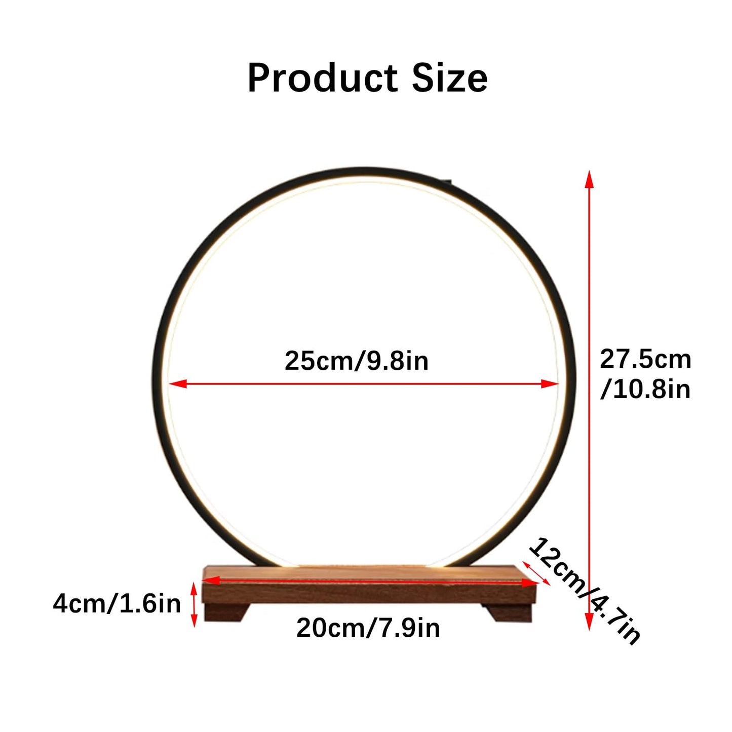Tabletop Wooden Buddhist Altar Cabinet With LED Lamp Ring Household Shrine Altar Table Small Buddha Statue Base Zen Prayer Tea Table Ornaments for Living Room Entrance Office Decor.(B,25cm/9.8in)