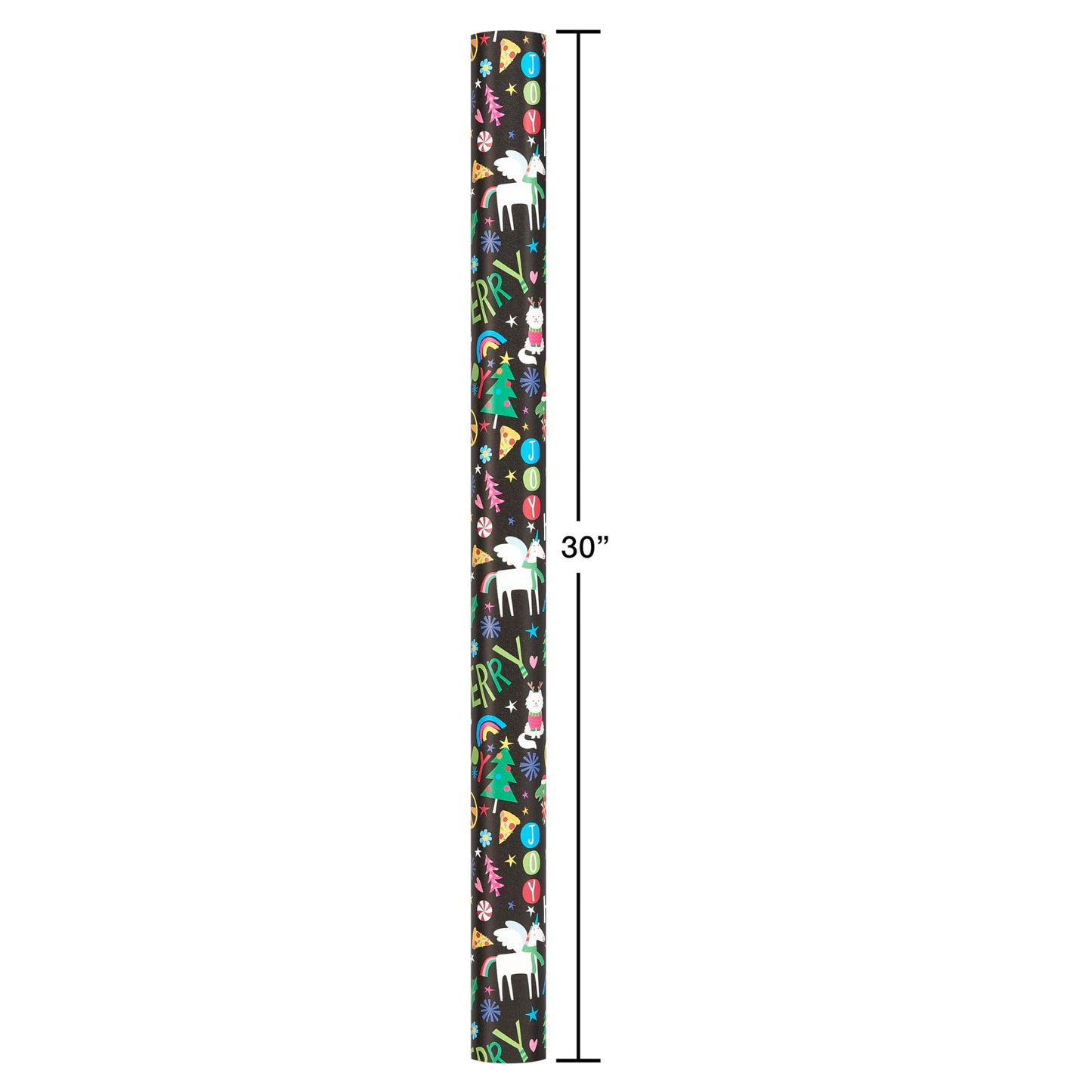 American Greetings Jumbo Kids Christmas Wrapping Paper Roll, Dinosaur, Unicorns, and Yetis Holiday Gift Wrap (175 sq. ft., 1 Extra Large Reversible Roll-30 in. x 70 ft.) Colorful, Black, Green