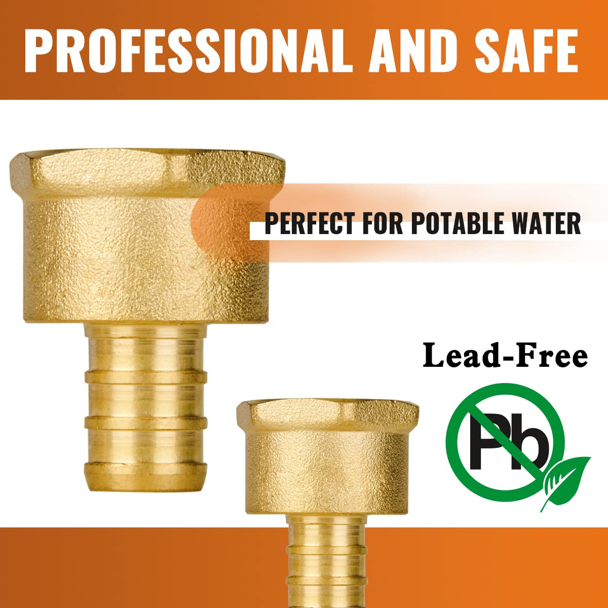 SUNGATOR 6-Pack 1/2" PEX to 1/2" Female NPT Brass Fittings, UPC Certified