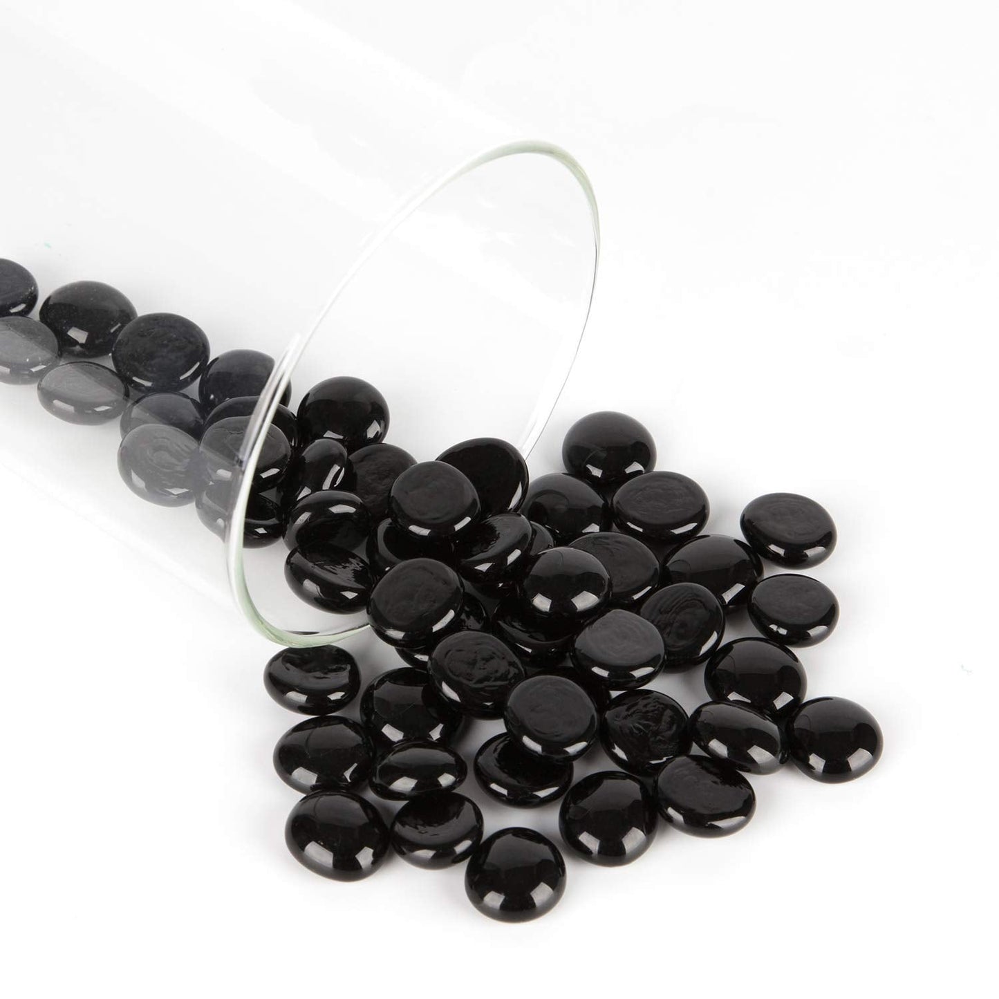 WGV Flat Marbles, Pebbles, Glass Gems for Vase Fillers, Wedding, Decoration, Crystal Rocks, Black (5 Pounds, Approx 500 pcs)