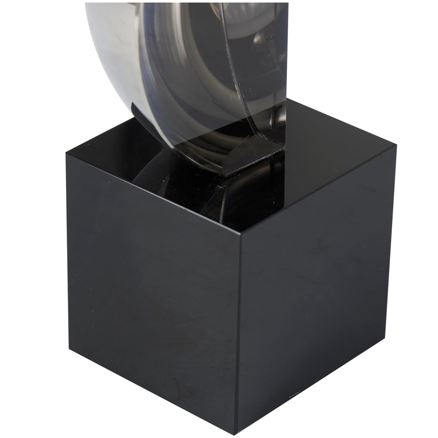 Deco 79 Crystal Geometric Decorative Sculpture Quartered Stacked Orbs Home Decor Statue with Square Black Base, Accent Figurine 5" x 4" x 16", Dark Gray
