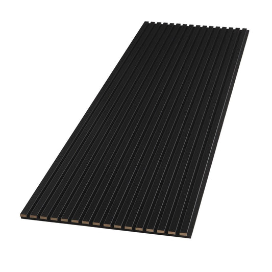 WVH Black Matte Acoustic Slat Wall Panels, Measures 141.73 x 25.20", Smooth Laminate Finish, Interior Decor for Walls & Ceilings, Noise Cancelling & Sound Absorbing for Home, Office & Bedroom, 2pcs