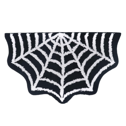 WITTIZA Spider Web Bath Mat - Black & White Gothic Bathroom Rug, Non-Slip Quick Dry Microfiber, Soft Plush for Halloween Decor & Goth Home, Machine Washable, 32" x 20"