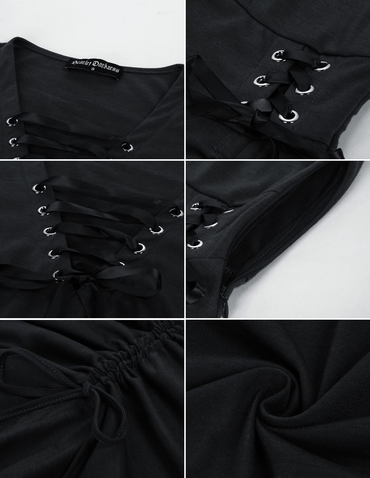 Black Goth Dress for Women Vintage Sleeveless Ruffle High Low Steampunk Dress Black XL