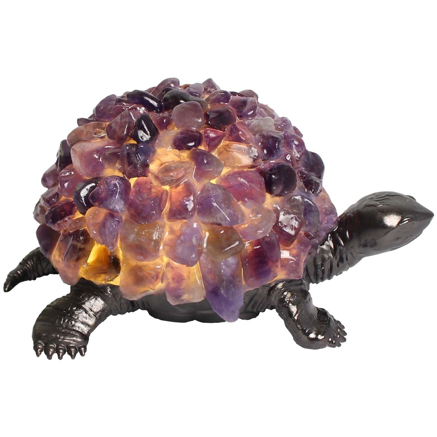 Youhot Handmade Genuine Amethyst Fragments Tortoise Table Lamp Night Light for Bedside Living Room