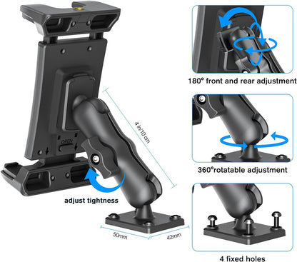 OHLPRO Car Tablet Holder - Heavy Duty Drill Base, Tablet Mount for Truck Compatible with iPad Samsung Tab 5"-13" Tablets and Phones, iPad Stand for Wall/Business/Vehicle/Desktop, etc.
